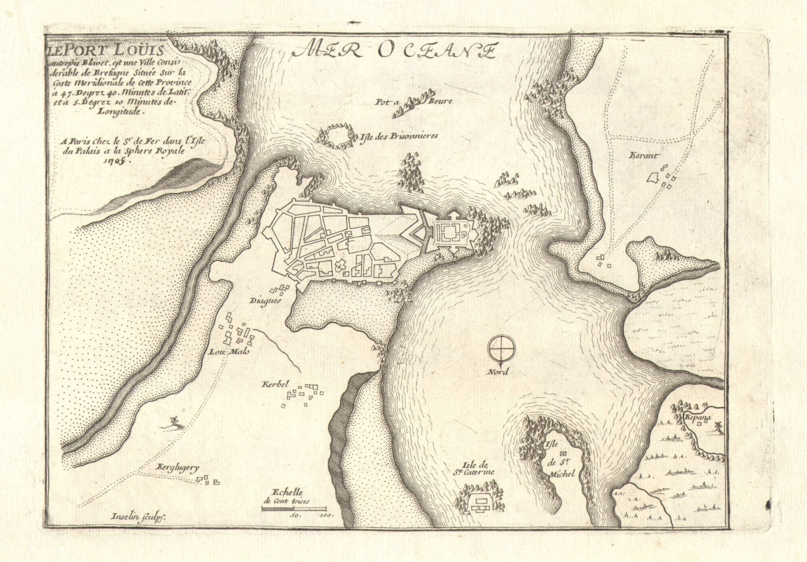 'Le Port Louis'. Port-Louis. Fortified town/city plan. Morbihan. DE FER 1705 map